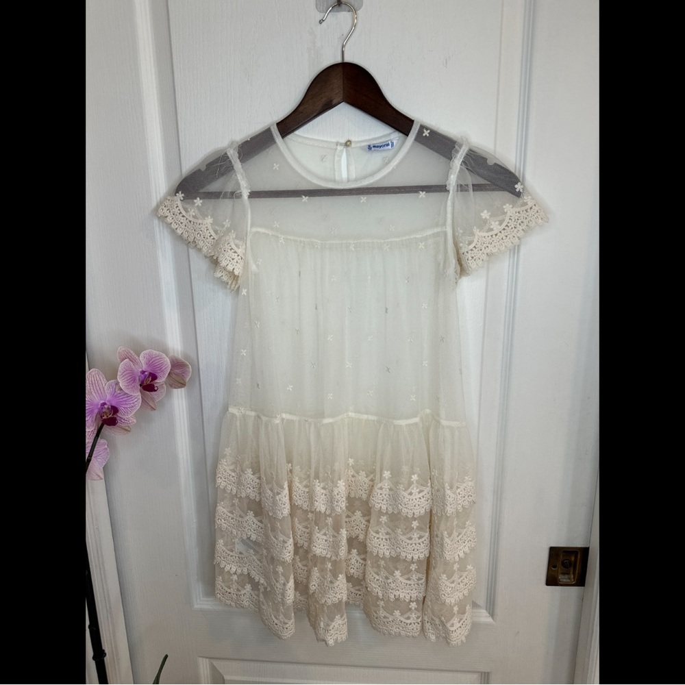 Mayoral Cream Lace Kids Dress (8)